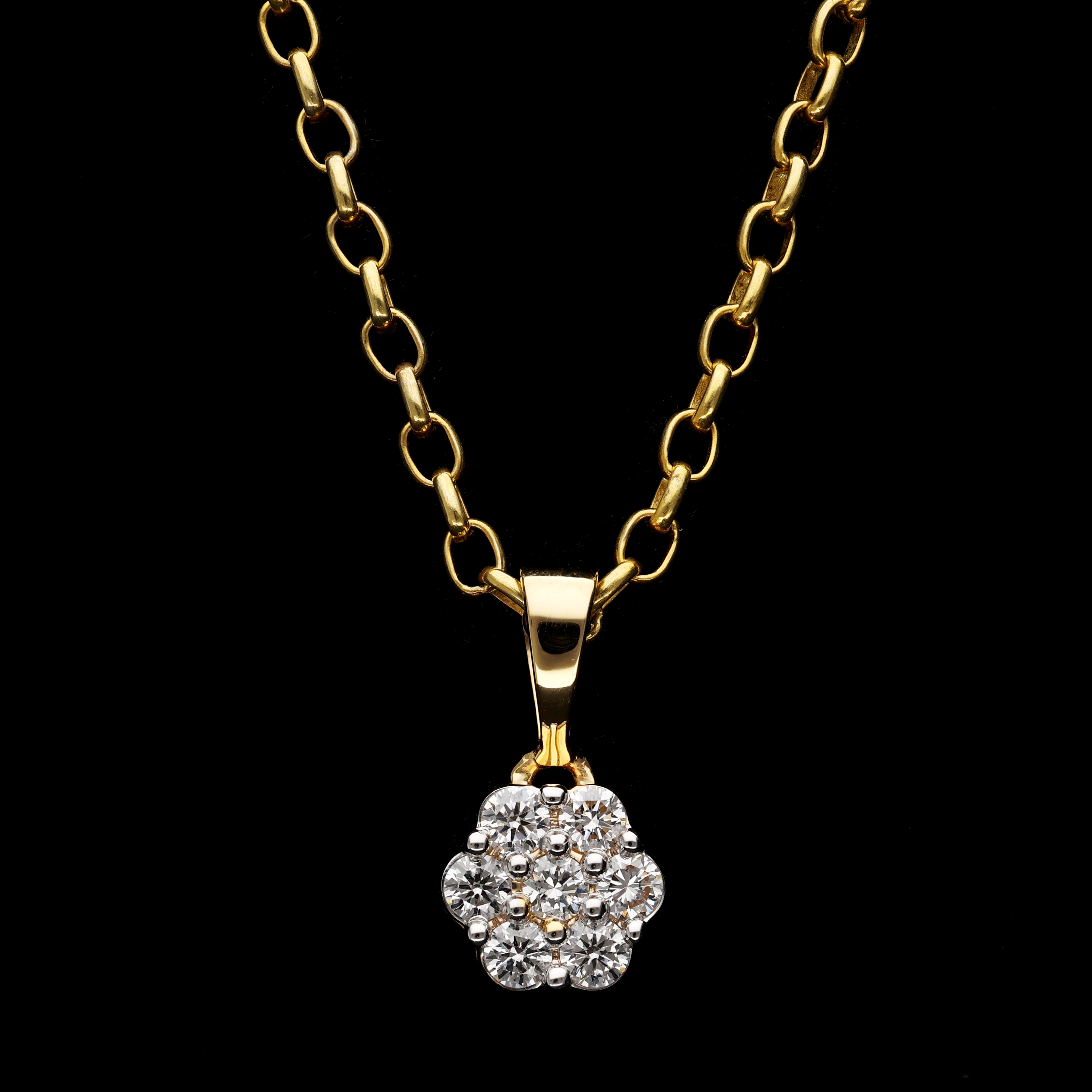Lab Grown Diamond Iced Flower Pendant